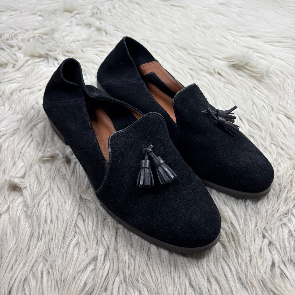 Lucky Brand Women's 8.5 Black Suede Cardyn Tassel Loafers Academia Preppy